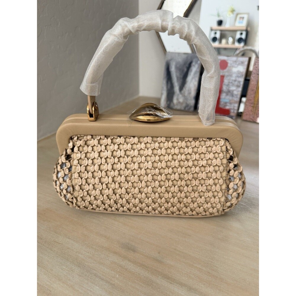 NEW | Cult Gaia Zuma Mini Woven Crossbody Tote Sand Top Handle Bag NWT $458 - Picture 5 of 16